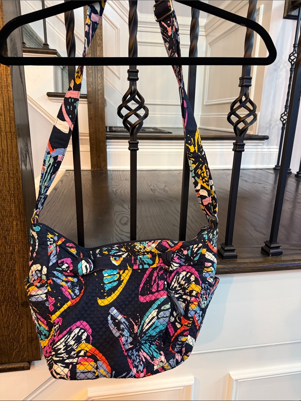 Vera Bradley Quilted Floral Butterfly Crossbody Bag - Navy Multicolor